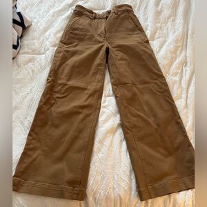 everlane cropped wide leg jeans brown beige denim